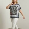 Women's Graphic Print Ombre Short Sleeve Blouse