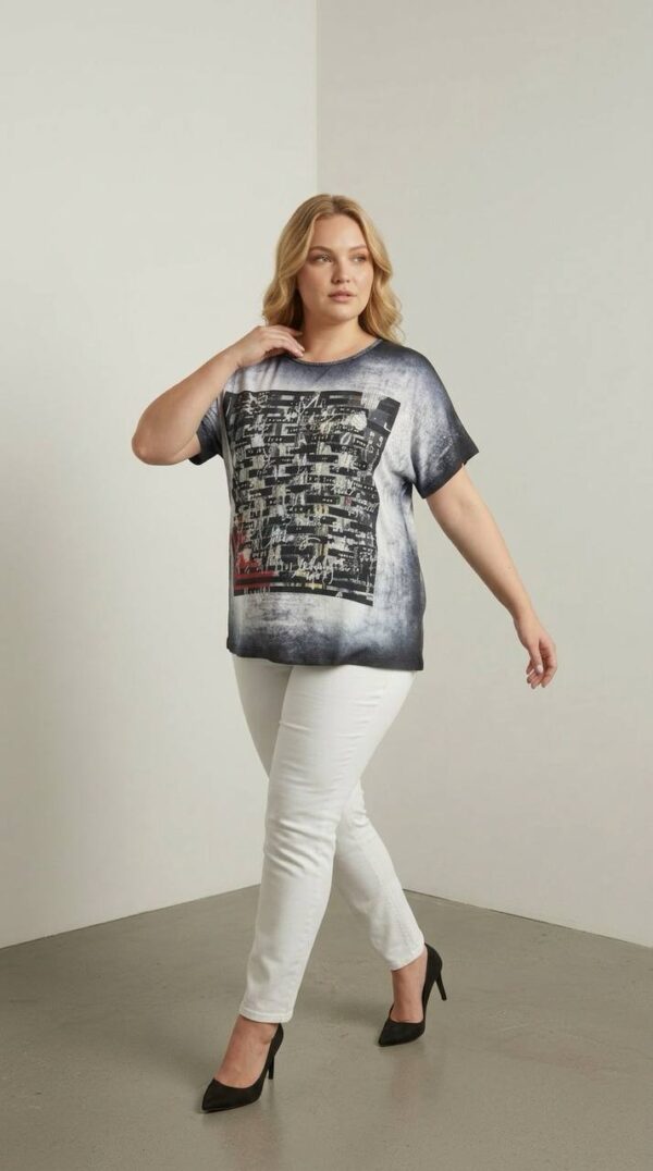 Women's Graphic Print Ombre Short Sleeve Blouse