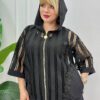 Women's Elegant Black Lace Hooded Bomber Jacket