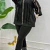 Women's Elegant Black Lace Hooded Bomber Jacket