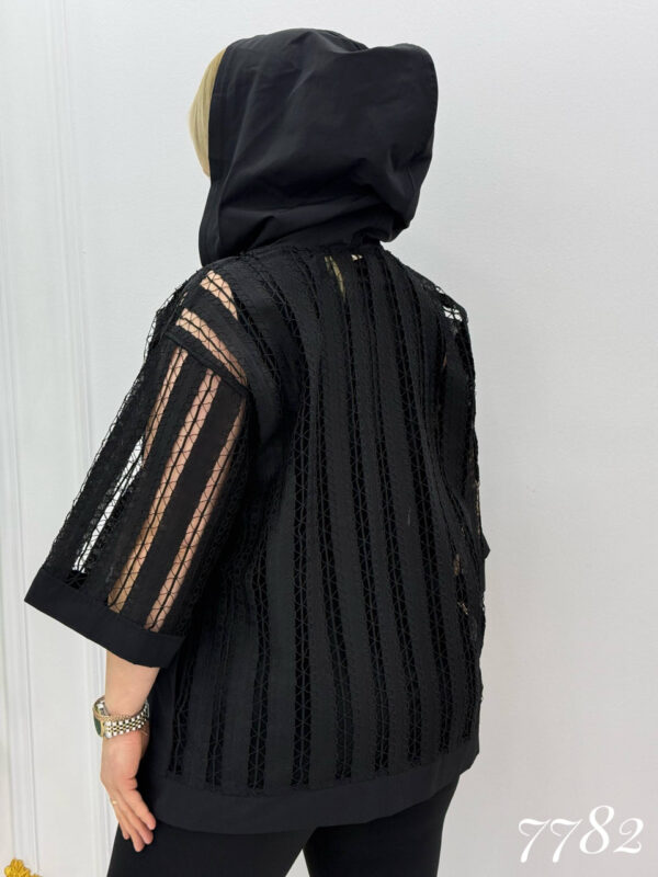 Women's Elegant Black Lace Hooded Bomber Jacket