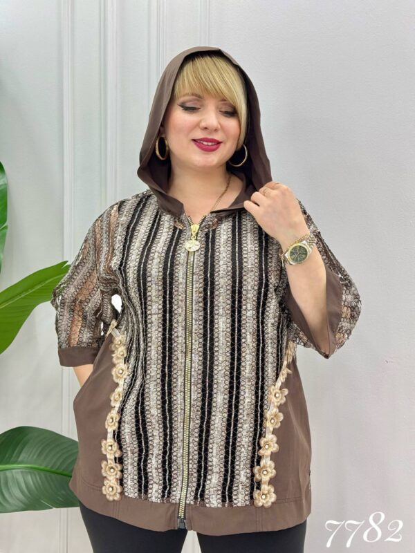 Women's Elegant Black Lace Hooded Bomber Jacket