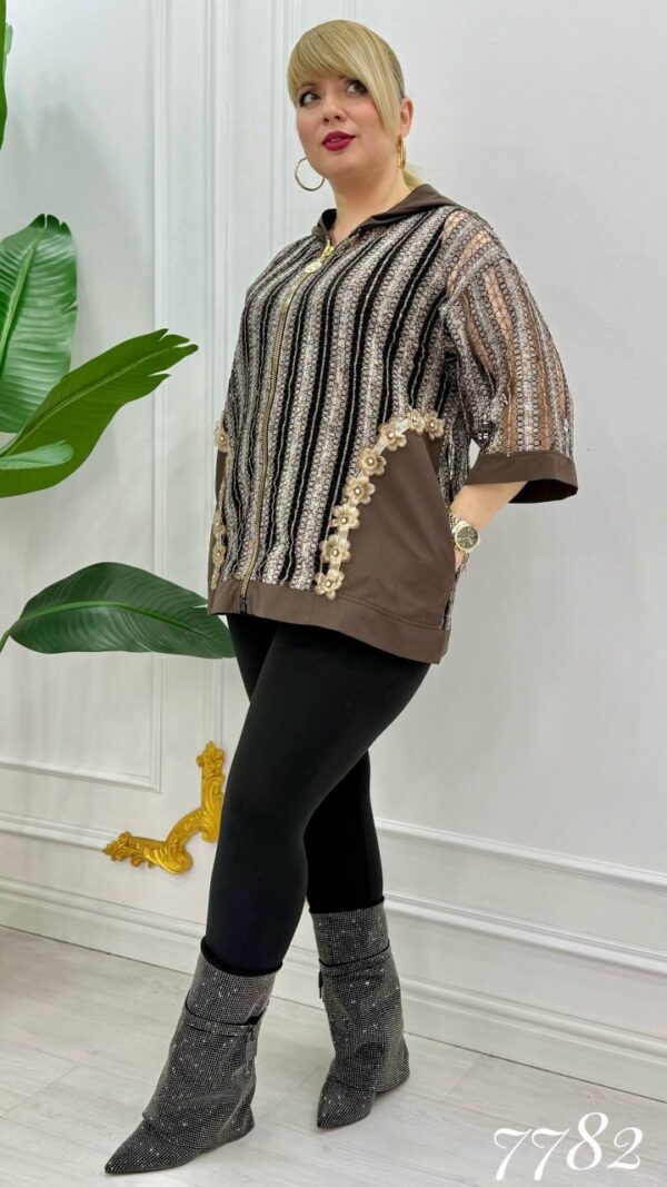 Women's Elegant Black Lace Hooded Bomber Jacket