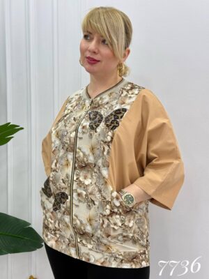 Elegant Butterfly Print Women's Zip-Up Bomber Jacket