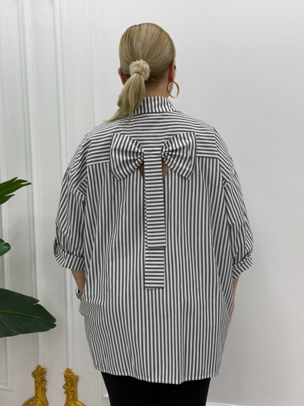 Striped Button-Down Shirt with Floral Embroidery