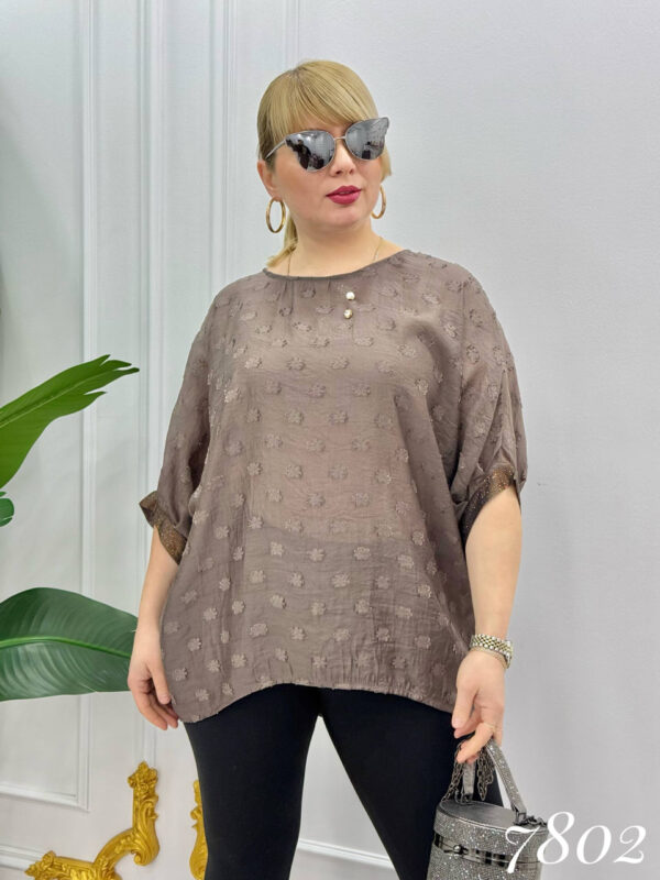 Elegant Blue Textured Floral Chiffon Blouse