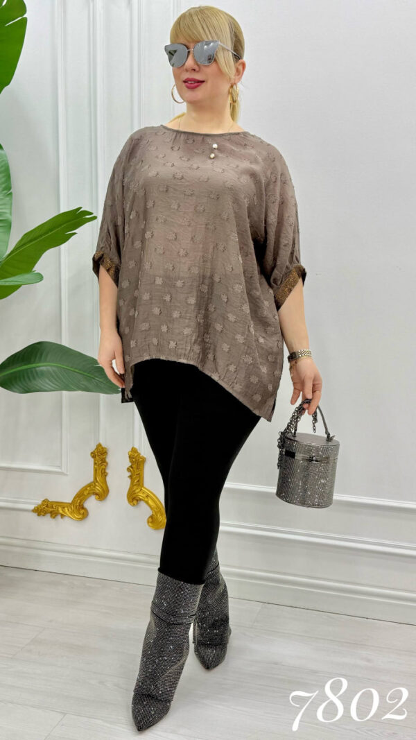 Elegant Blue Textured Floral Chiffon Blouse