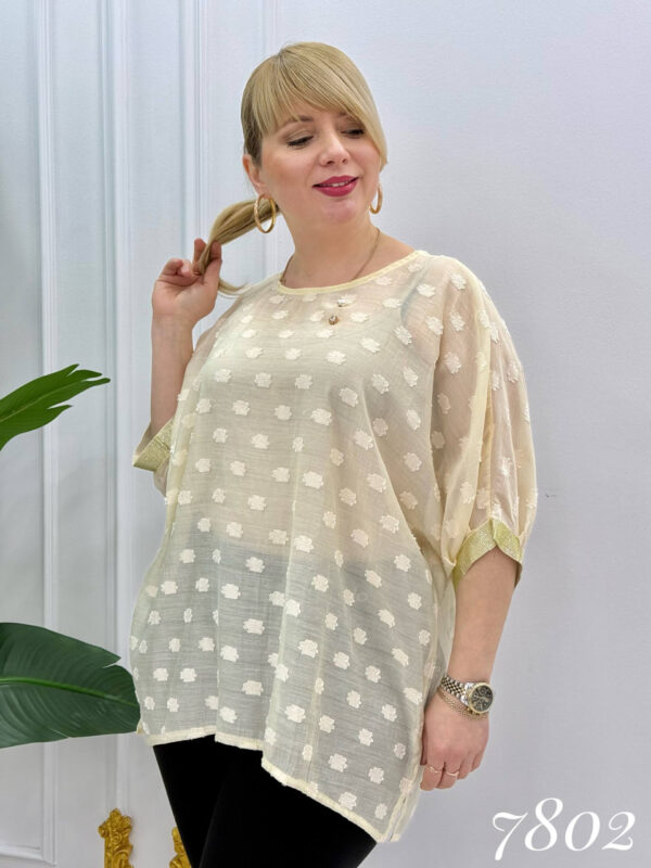 Elegant Blue Textured Floral Chiffon Blouse