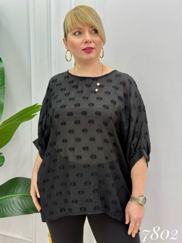 Elegant Blue Textured Floral Chiffon Blouse