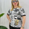 Women's Typography Graphic Print Blouse with Patches