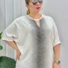 Elegant Rhinestone Gradient Black Batwing Blouse