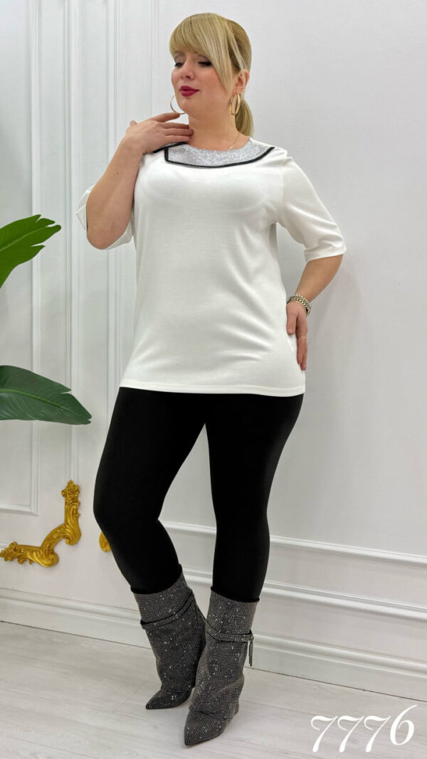 Elegant Red Blouse with Sequin Collar Detail