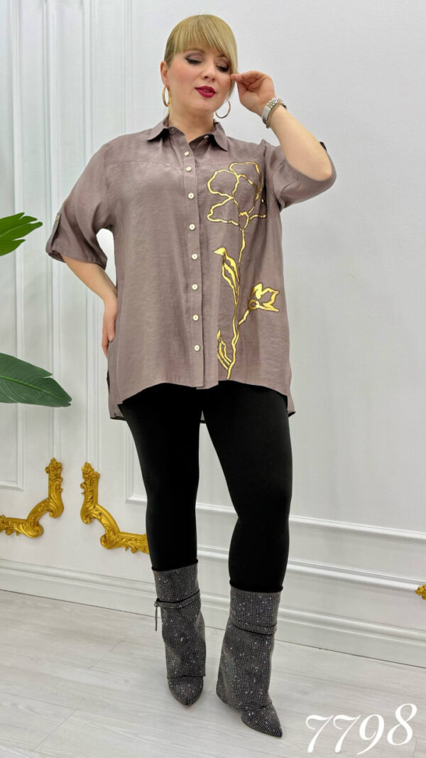 Women's Light Blue Floral Embroidered Wholesale Shirt