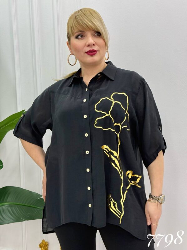 Women's Light Blue Floral Embroidered Wholesale Shirt