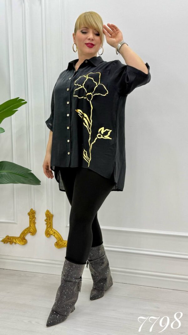 Women's Light Blue Floral Embroidered Wholesale Shirt