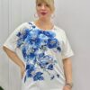 Elegant Floral Print Blouse with Pearl Embellishments