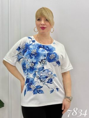 Elegant Floral Print Blouse with Pearl Embellishments