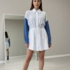 file_2106.jpg Women's Striped Patchwork Drawstring Tunic Shirt Dress