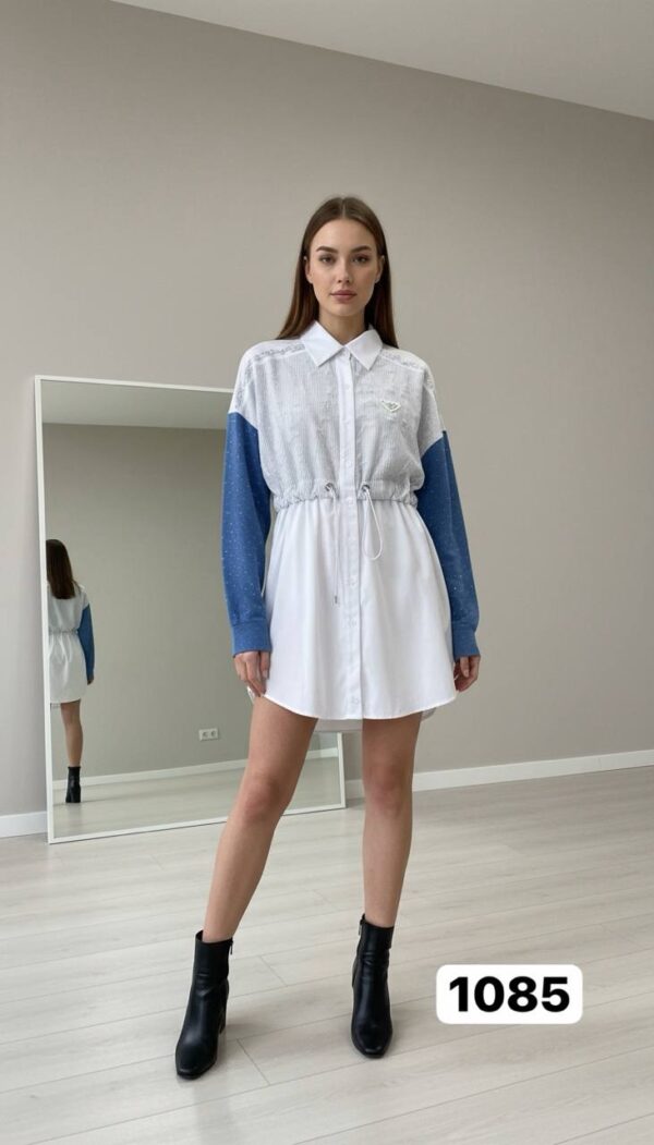 file_2106.jpg Women's Striped Patchwork Drawstring Tunic Shirt Dress