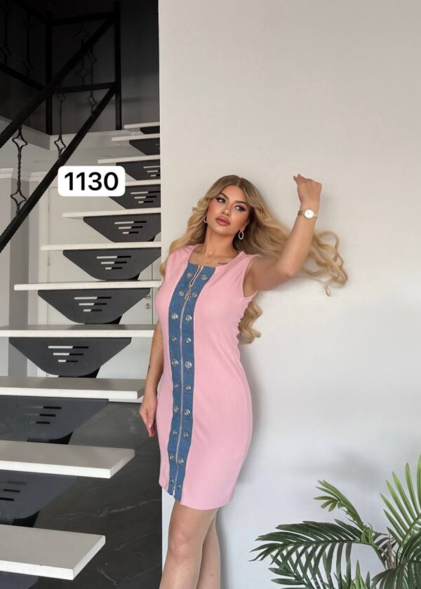 Sleeveless Mini Dress with Contrast Eyelet Detail