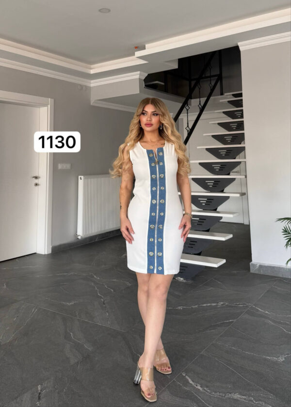 Sleeveless Mini Dress with Contrast Eyelet Detail