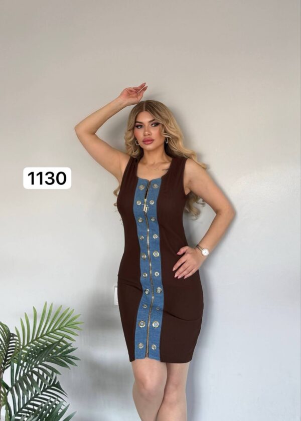 Sleeveless Mini Dress with Contrast Eyelet Detail