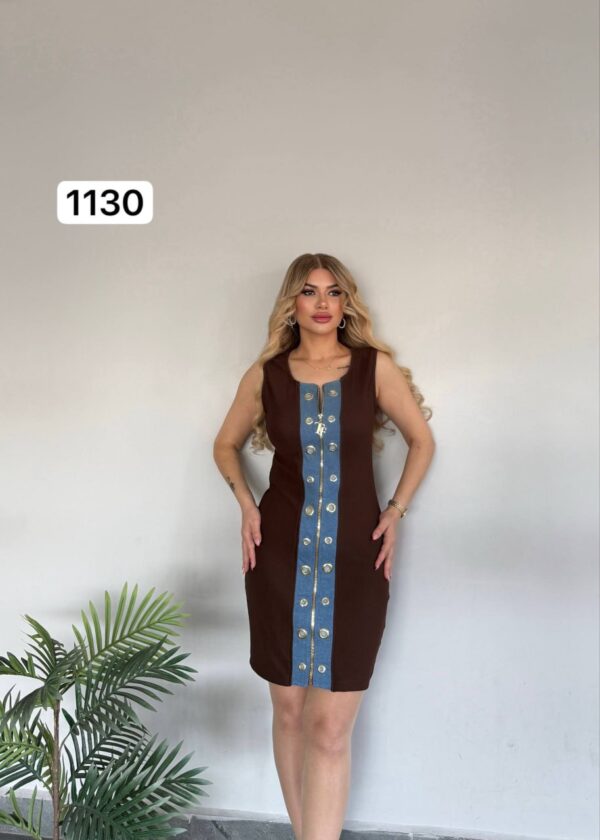 Sleeveless Mini Dress with Contrast Eyelet Detail