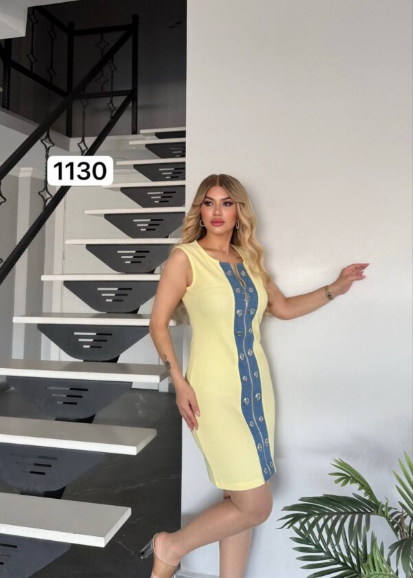 Sleeveless Mini Dress with Contrast Eyelet Detail