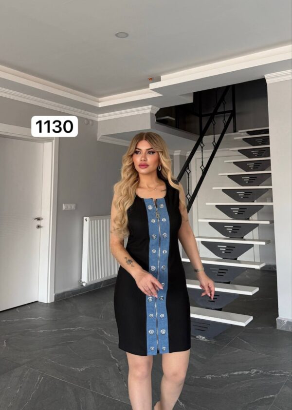 Sleeveless Mini Dress with Contrast Eyelet Detail