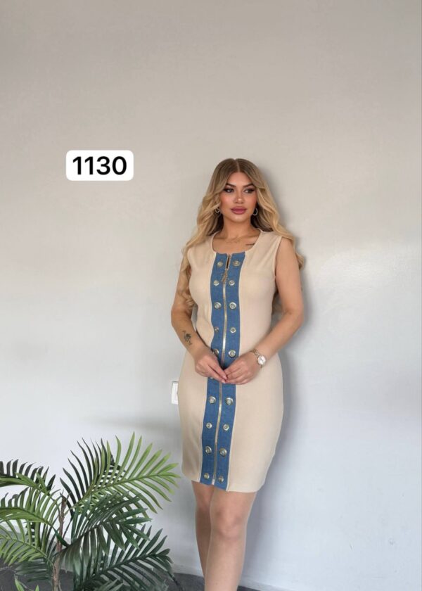 Sleeveless Mini Dress with Contrast Eyelet Detail