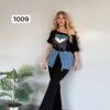 Chic Denim-Patch Graphic Tee and Flare Pants Set