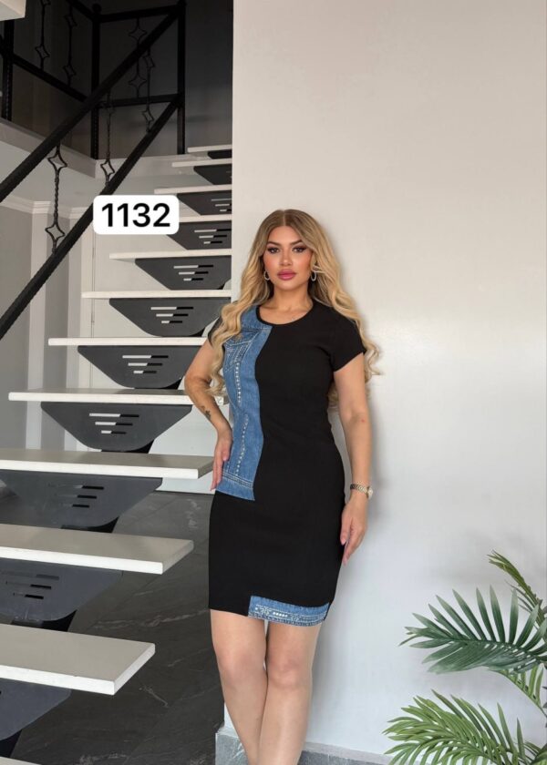 Chic Mixed-Media Denim Panel White Mini Dress