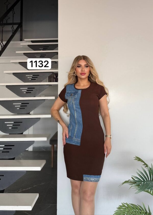 Chic Mixed-Media Denim Panel White Mini Dress