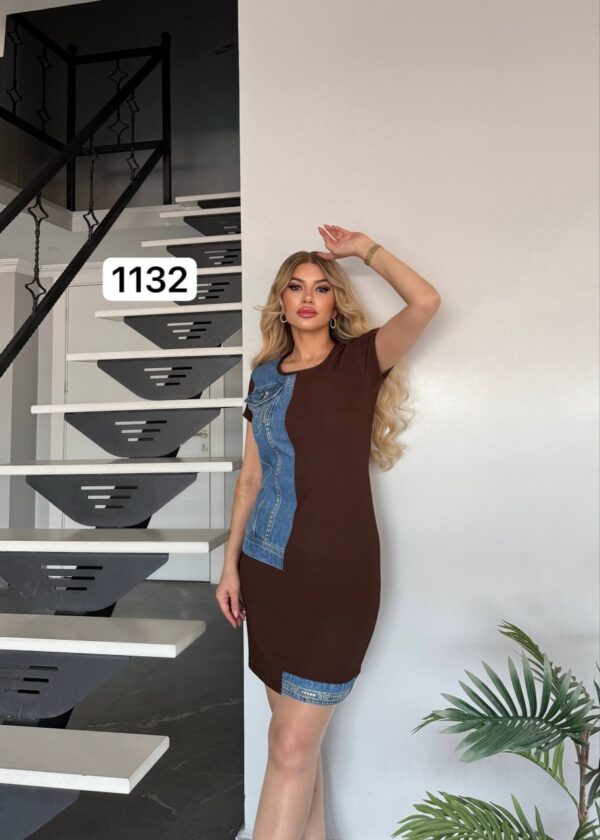 Chic Mixed-Media Denim Panel White Mini Dress