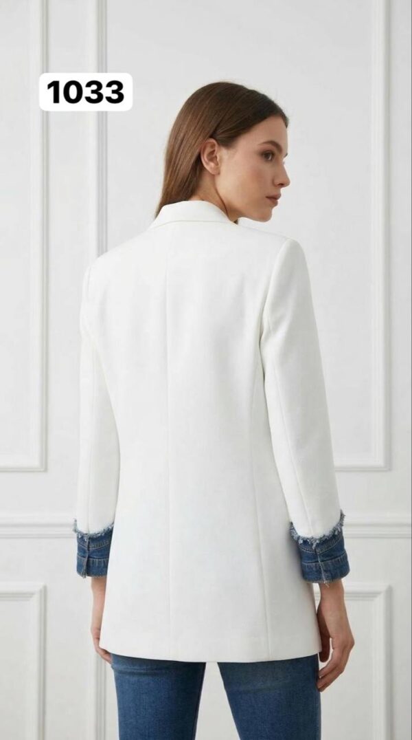 Women's Denim Patchwork Blazer with Bear Appliqué