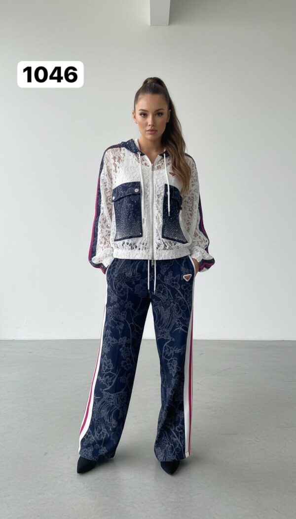 Women's Floral and Lace Three-Piece Tracksuit Set