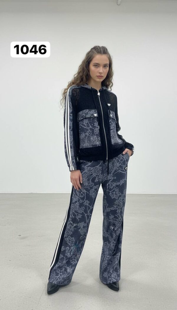 Women's Floral and Lace Three-Piece Tracksuit Set