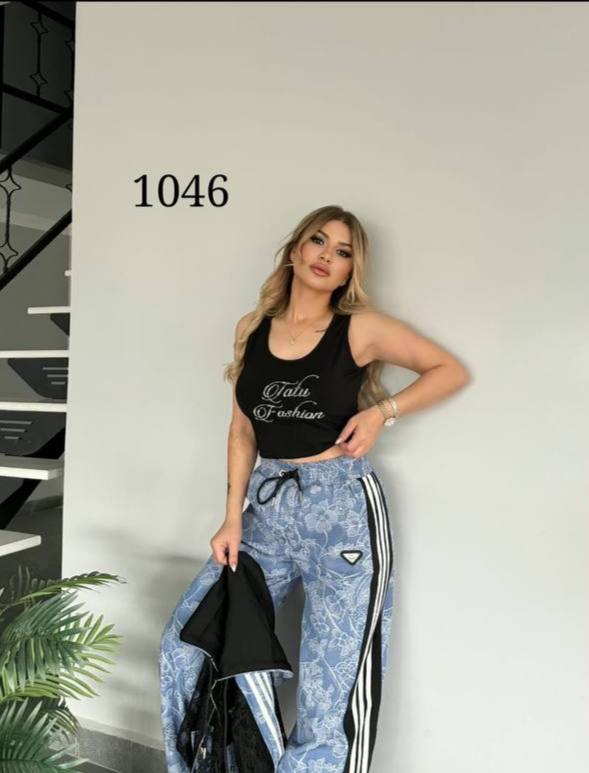 Women's Floral and Lace Three-Piece Tracksuit Set