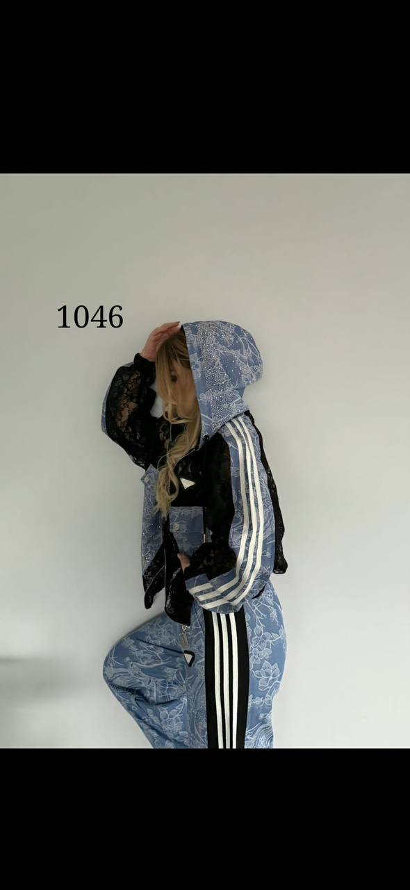 Women's Floral and Lace Three-Piece Tracksuit Set