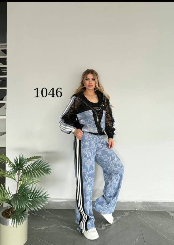 Women's Floral and Lace Three-Piece Tracksuit Set