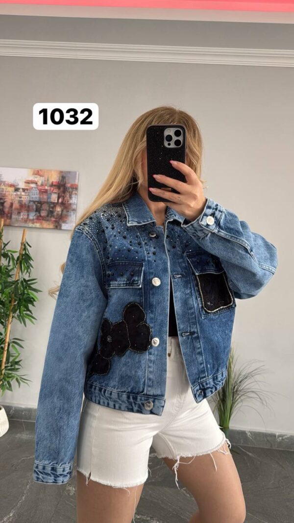 Premium Embellished Denim Jacket with Lace Appliqué