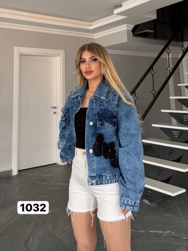 Premium Embellished Denim Jacket with Lace Appliqué