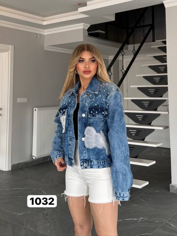 Premium Embellished Denim Jacket with Lace Appliqué