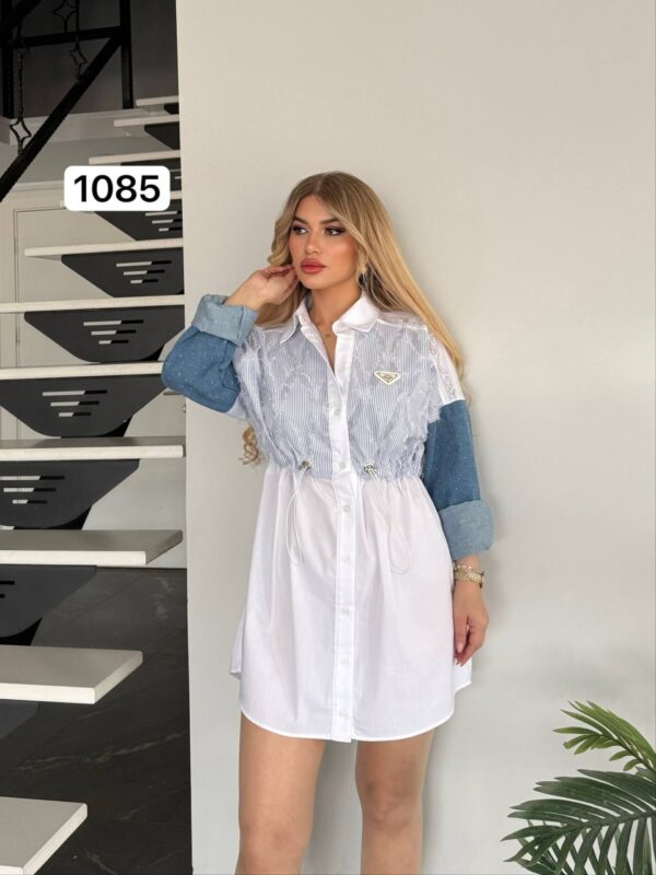 Contrast Rhinestone Embellished Drawstring Hybrid Shirt Jacket