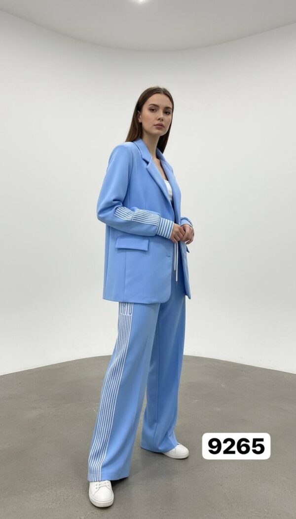 Women's Striped Blazer and Trousers Two-Piece Set