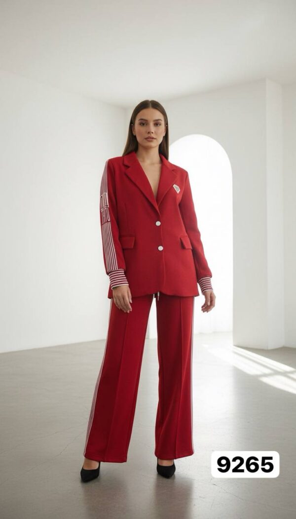 Women's Striped Blazer and Trousers Two-Piece Set