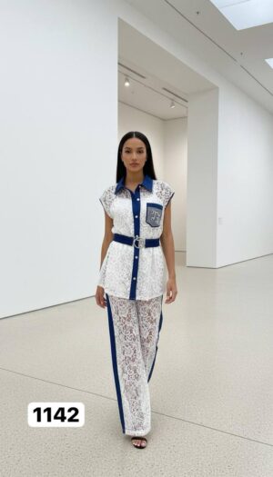 Premium Lace Shirt and Trousers Two-Piece Set