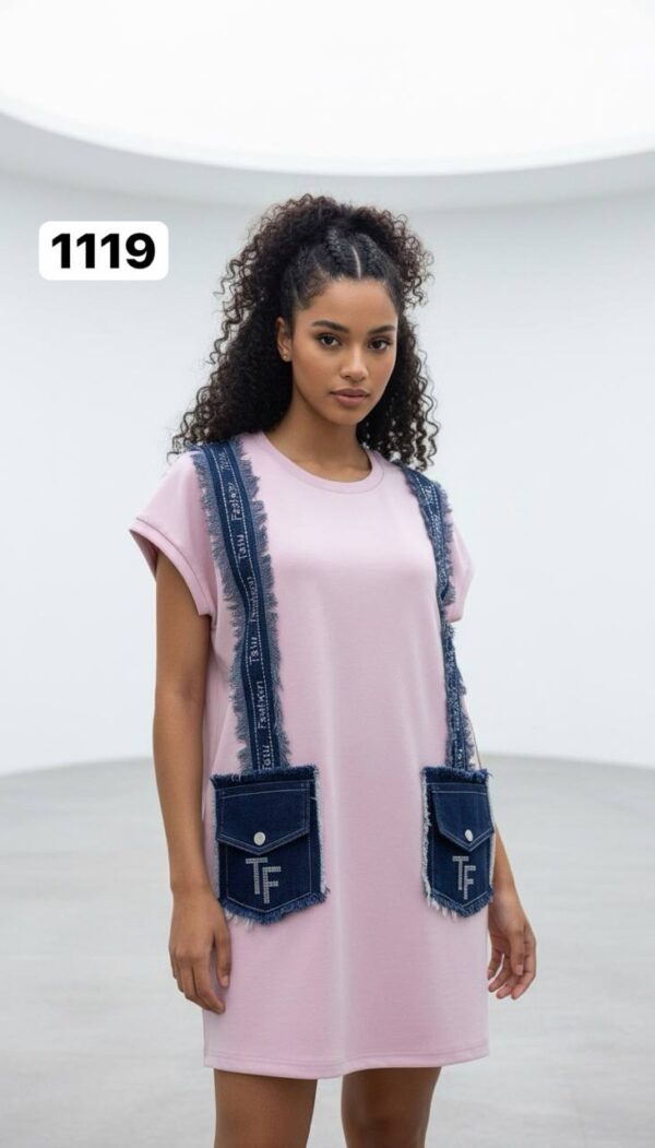 file_2254.jpg Women's Black Denim Accented Tunic Dress