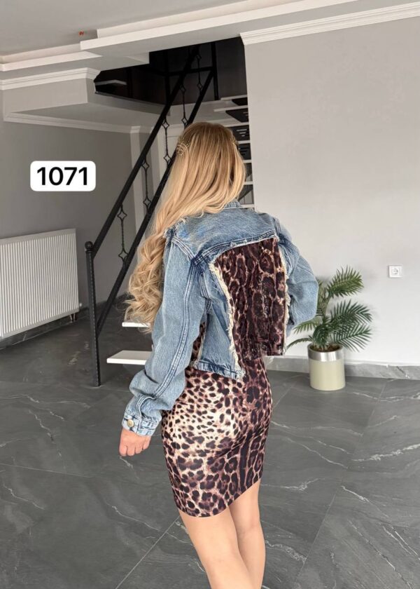 Leopard Print Mini Dress and Denim Jacket Set