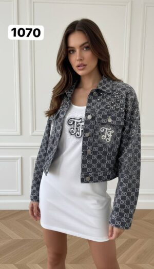 Two-Piece Embellished Denim Jacket and Mini Dress